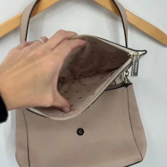 Kate Spade New York Leila Medium Flap Shoulder Bag Leather Two Tone Beige - Picture 14 of 16